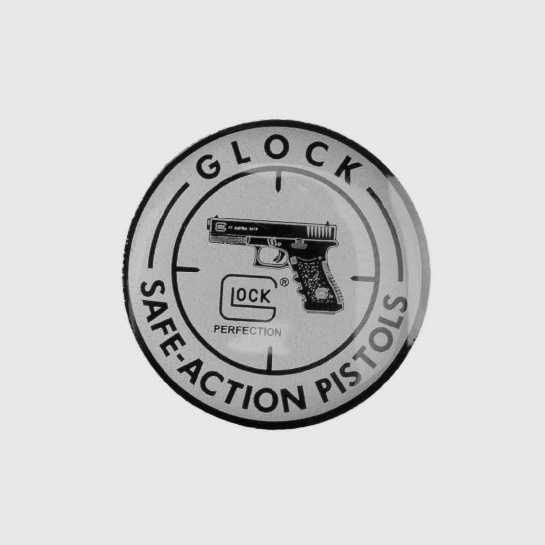 Glock Pin "SAFE ACTION PISTOLS" - Silver/Black - approx. 17 mm