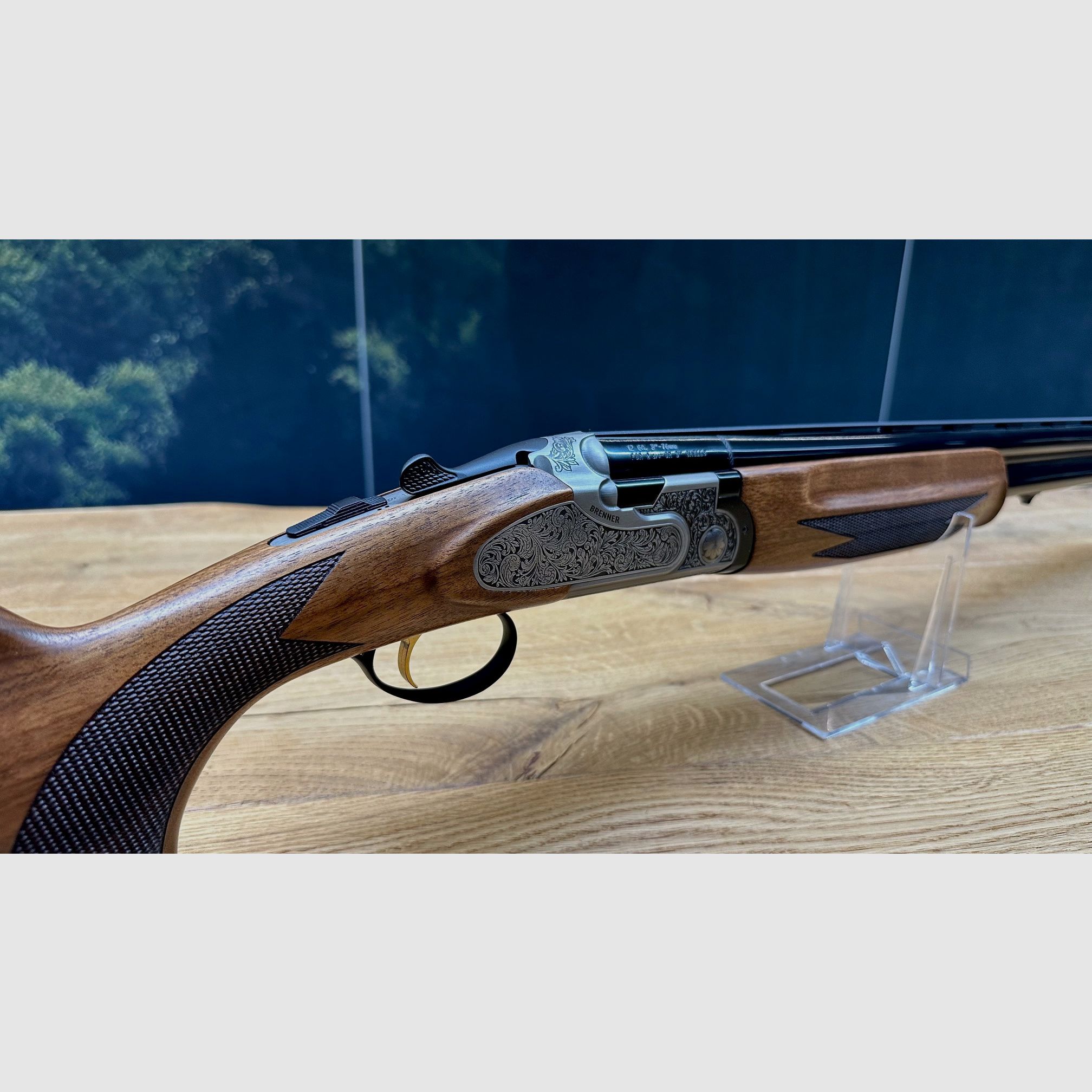 Brenner Black BF20 Premium Argent / 12/76 / LL 71cm / Poignée en noyer / Gravure arabesque