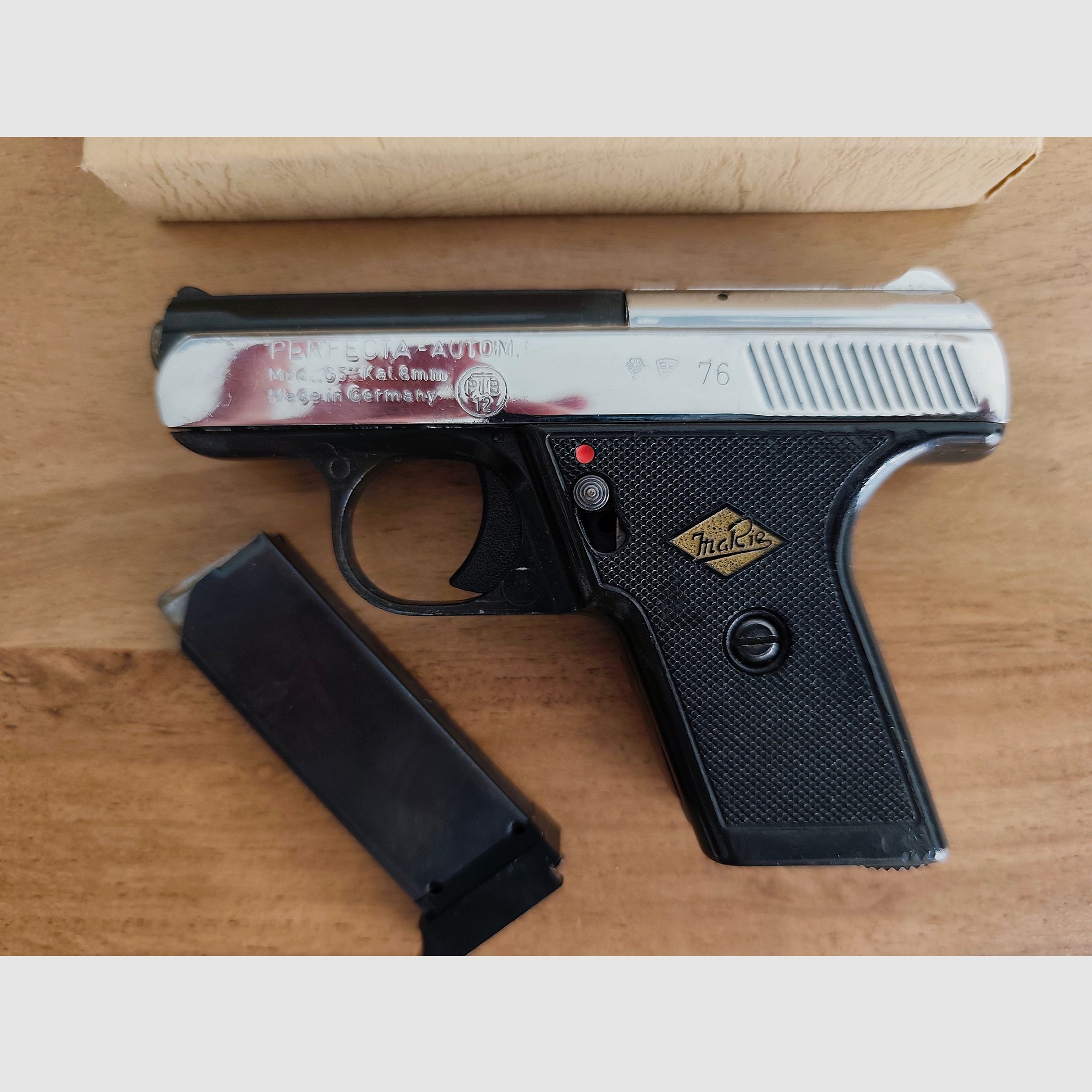 Sehr seltene Mayer & Riem PERFECTA G5 in Teil Nickel   PTB 12