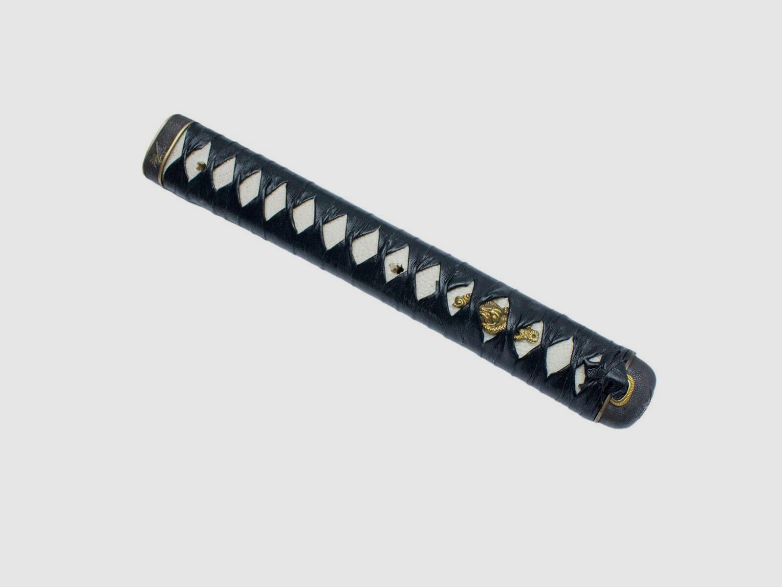 Tsuka Schwertgriff schwarz mit Kunstleder Band
