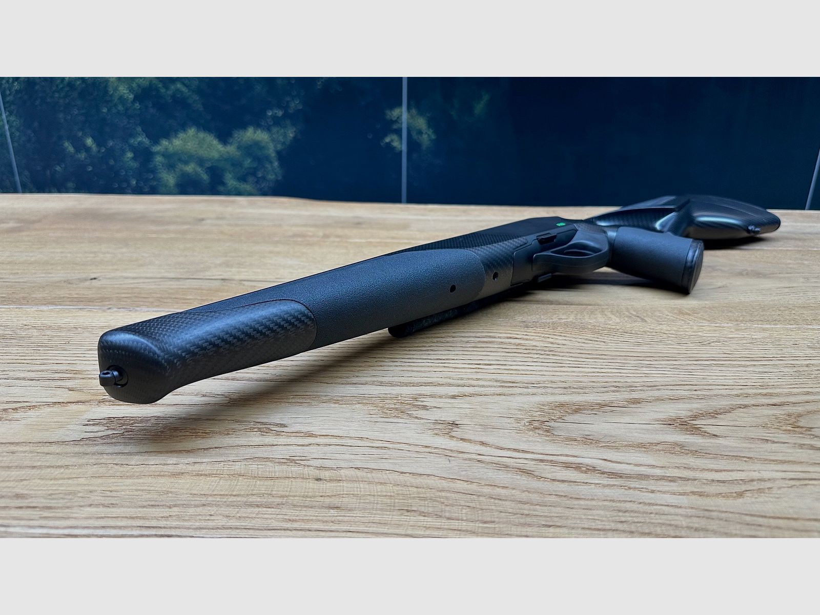 Blaser R8 Ultimate Carbon crosse avec boîtier/système // Logo R8 vert // Avant de crosse en carbone