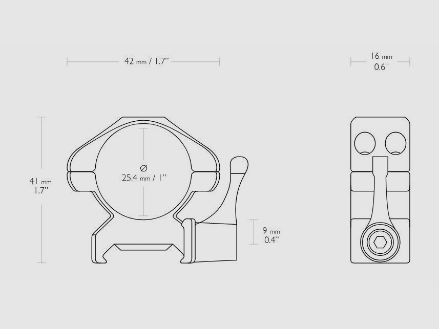 HAWKE 23011 Precisie Ringmontages 2 stuks Weaver Midden Hefbalk Rail 25,4 mm