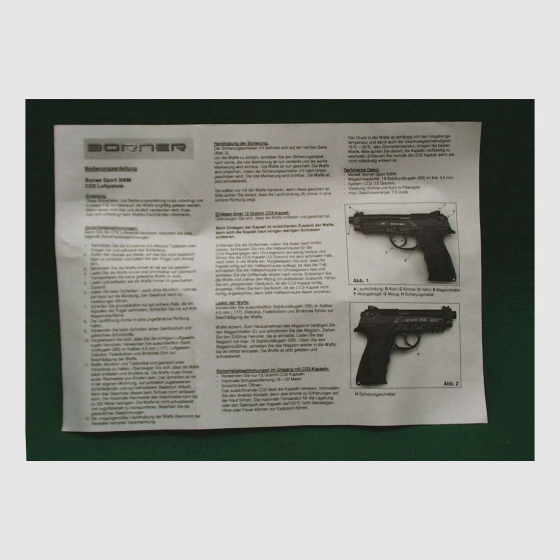 Borner CO2 Sport 306M Air Pistol