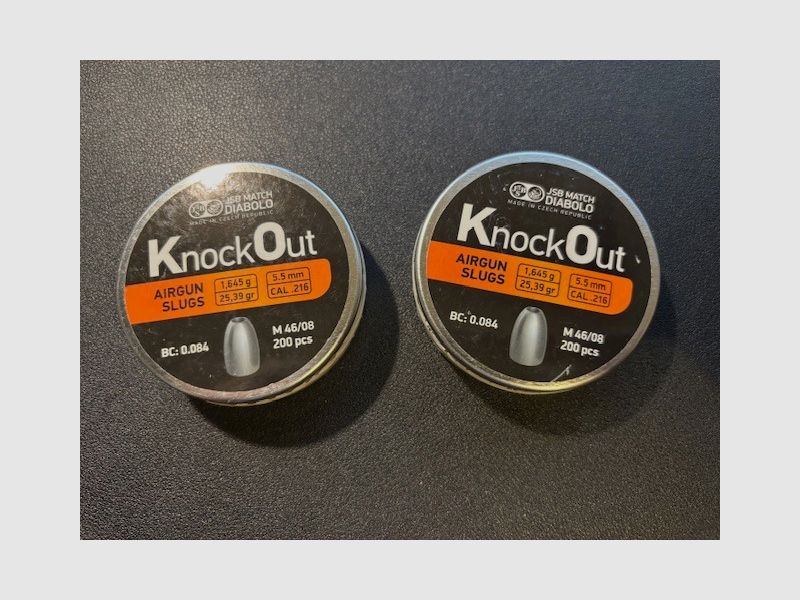 Diabolo JSB KO Slugs .216 5,5mm 200St. (2 verpakkingen = 400 St.) - graag ook prijsvoorstel