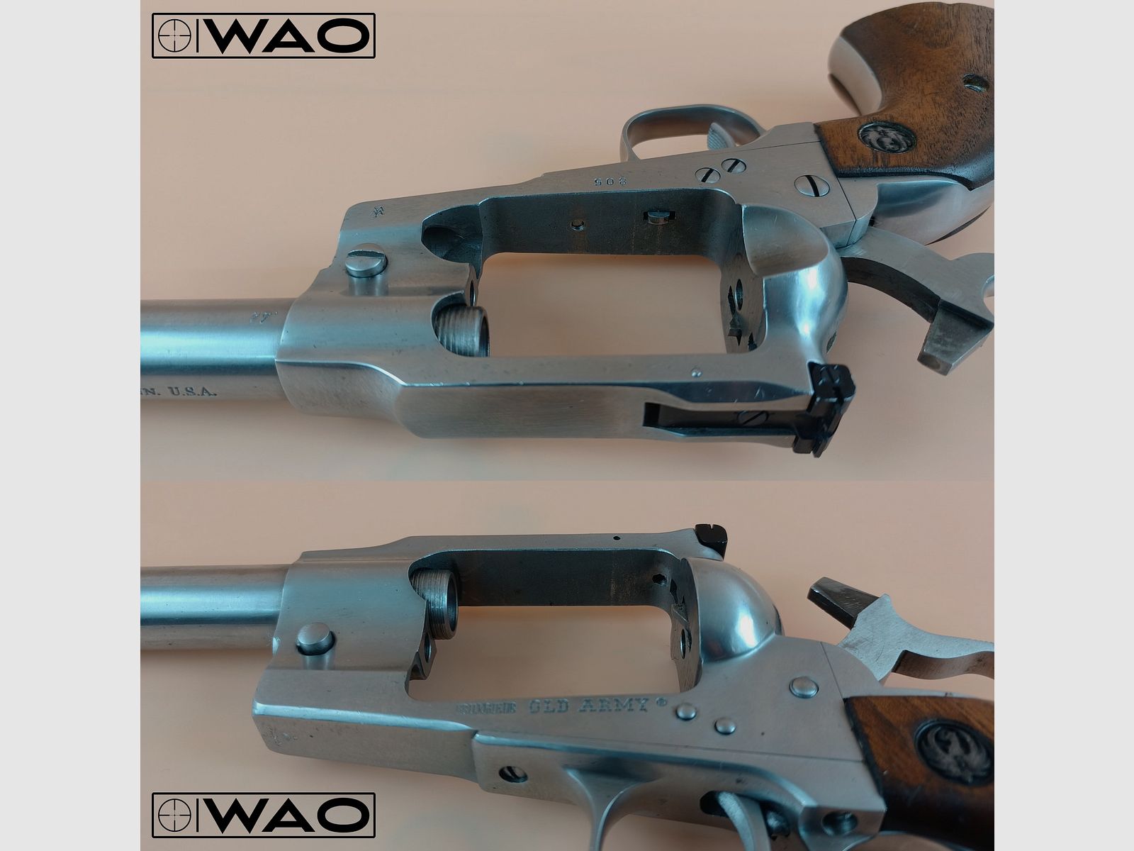 Perkussions-Revolver Sturm, Ruger & Co. Old Army, Kal. .44 (Schwarzpulver), Schwarzpulver BP *Edelstahl - neue Zündhütchen*