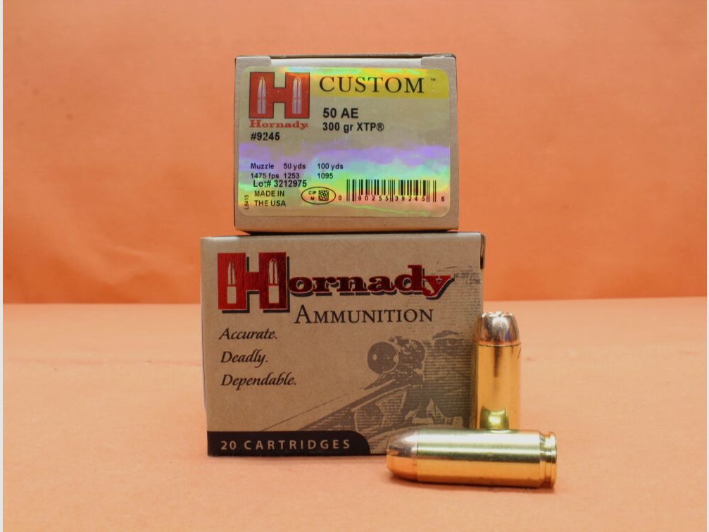 Hornady .50AE cartridges Hornady 300grs HP (9245) VE 20 cartridges (XTP)/ 19.44g hollow point