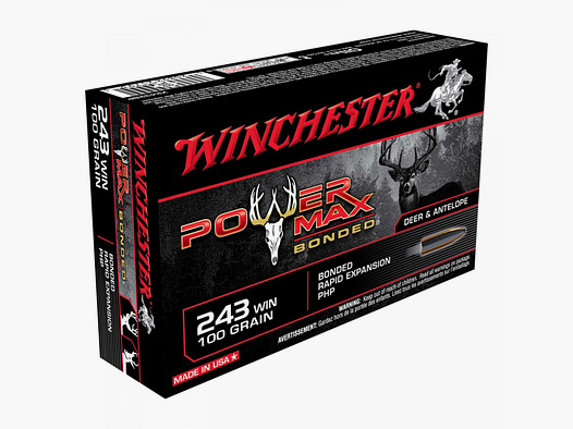 Winchester Power Max Bonded .243 Win. 100GR Bonded Rapid Expansion PHP 20 cartouches