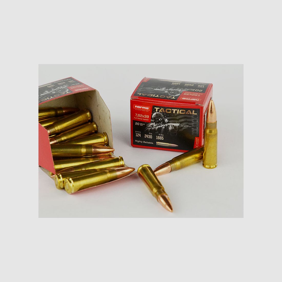 NORMA 7,62 x 39 FMJ TACTICAL, 124 grs 1 verpakking (20 schoten à €0,745*)