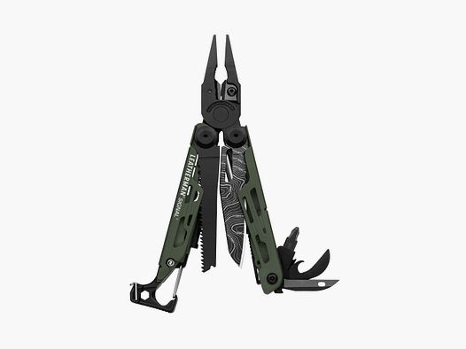 Leatherman SIGNAL Green Topo, Molle Holster, Schwarz, L