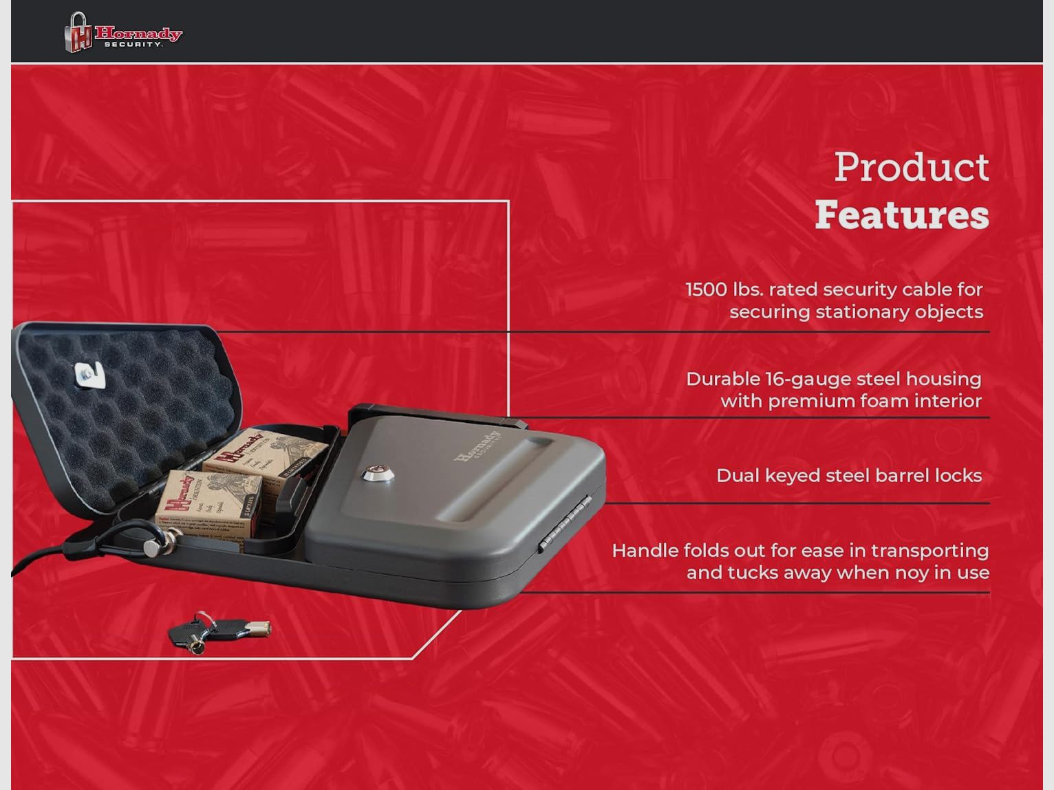 Caja de seguridad Hornady DUAL-LID con cerradura