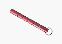 Kubotan estriado PLANO con Llavero - Rosa