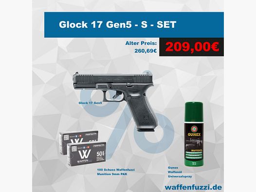 Glock 17 Gen5 Schreckschusspistolen Set "S" Kaliber 9mm PAK