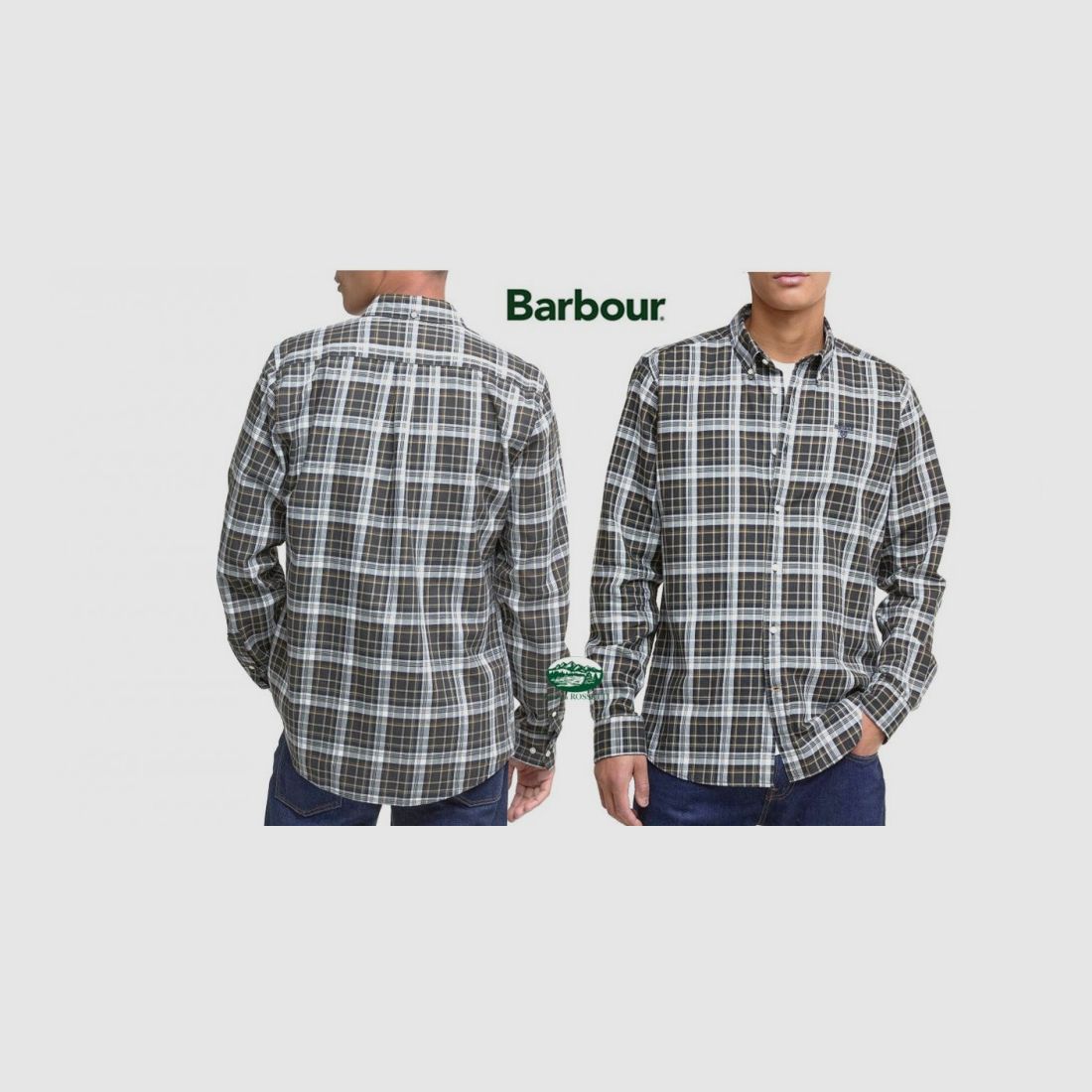 BARBOUR Shirt Mosswood cotton check light blue