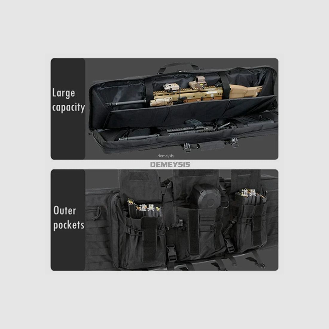 Tactical MOLLE gun bag for 2 rifles – 600D Oxford – backpack & bag – 95 cm / 116 cm – airsoft, hunting, shooting sports