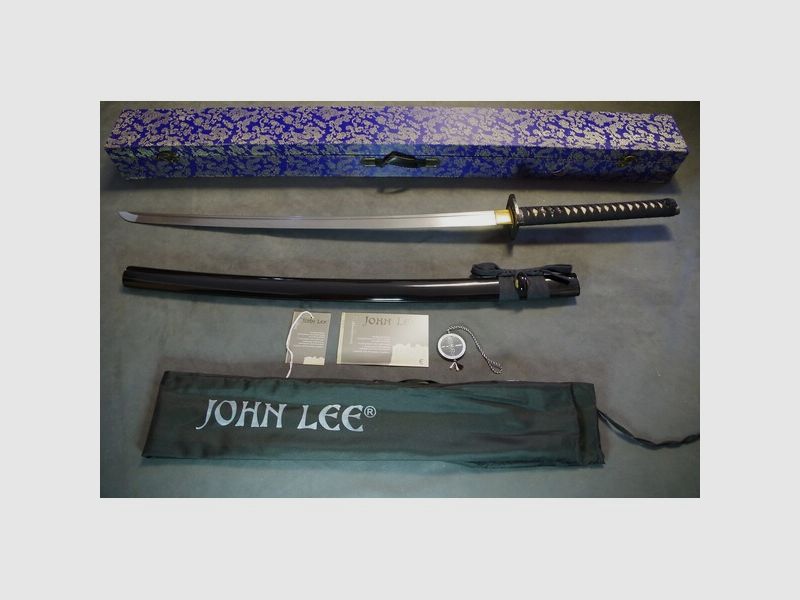 John Lee gefaltetes Fujisan Katana mit Damast Klinge und Schatulle