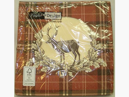 Napkins Deer Check Red - 20 pcs
