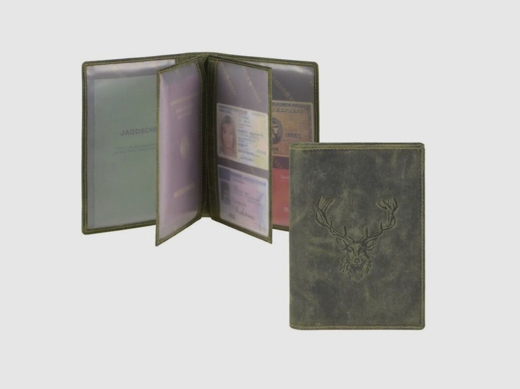 Greenburry Jagdscheinetui Leder "Vintage Hunting" Royal Stag Hirsch