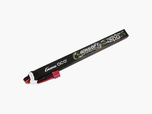 Batteria Lipo Gens Ace 25C 1200 mAh 3S1P 11,1 V per fucile Airsoft con connettore T, dimensione lunga
