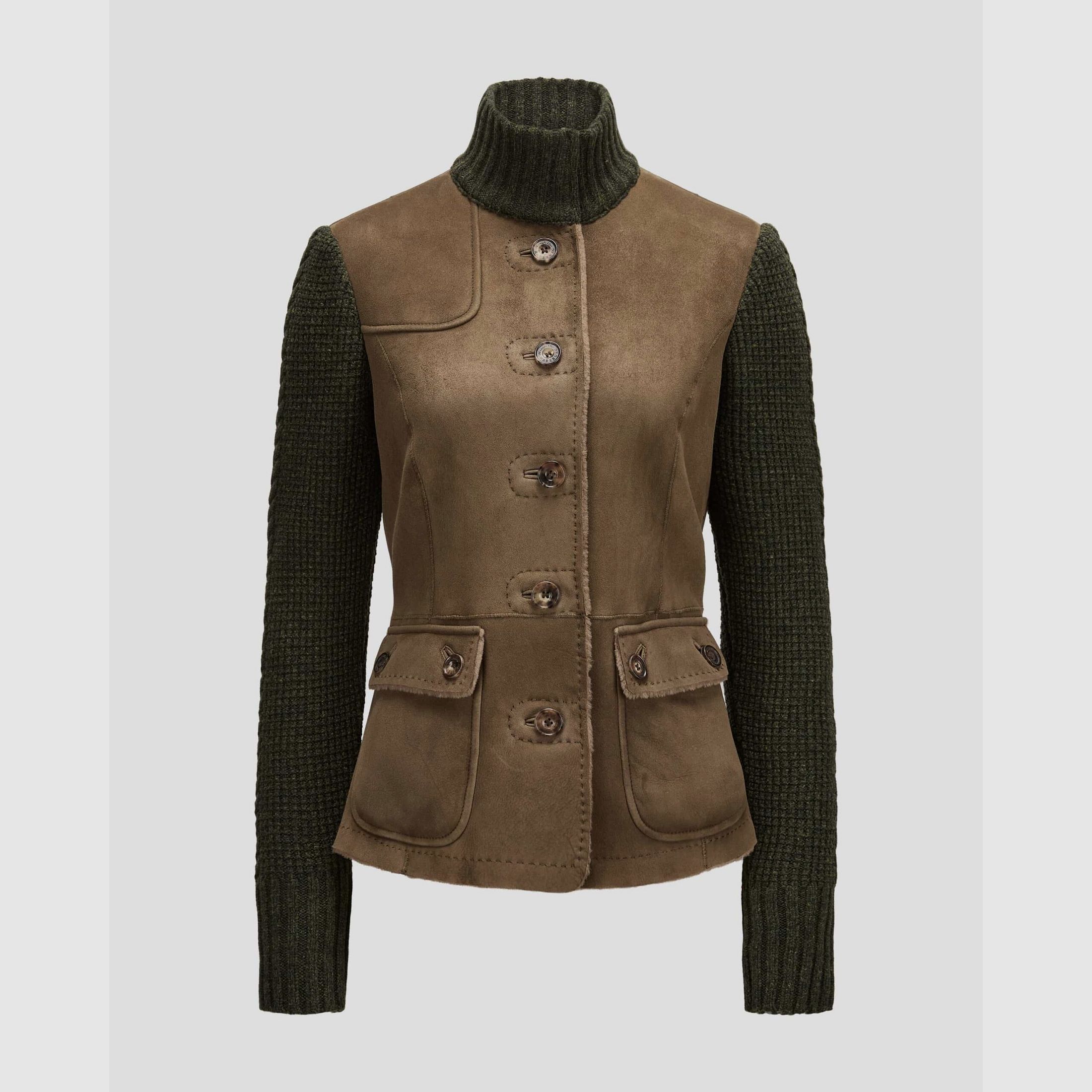Habsburg Chaqueta híbrida de cuero de cordero Hollenburg en Oliva, imagen 1 de 6