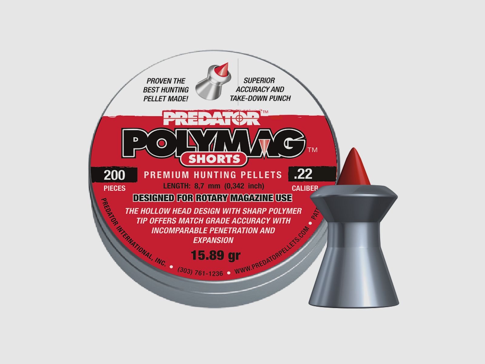 JSB Predator Polymag Short 5,5 mm / .22 15,89 gr – 200 Stk.