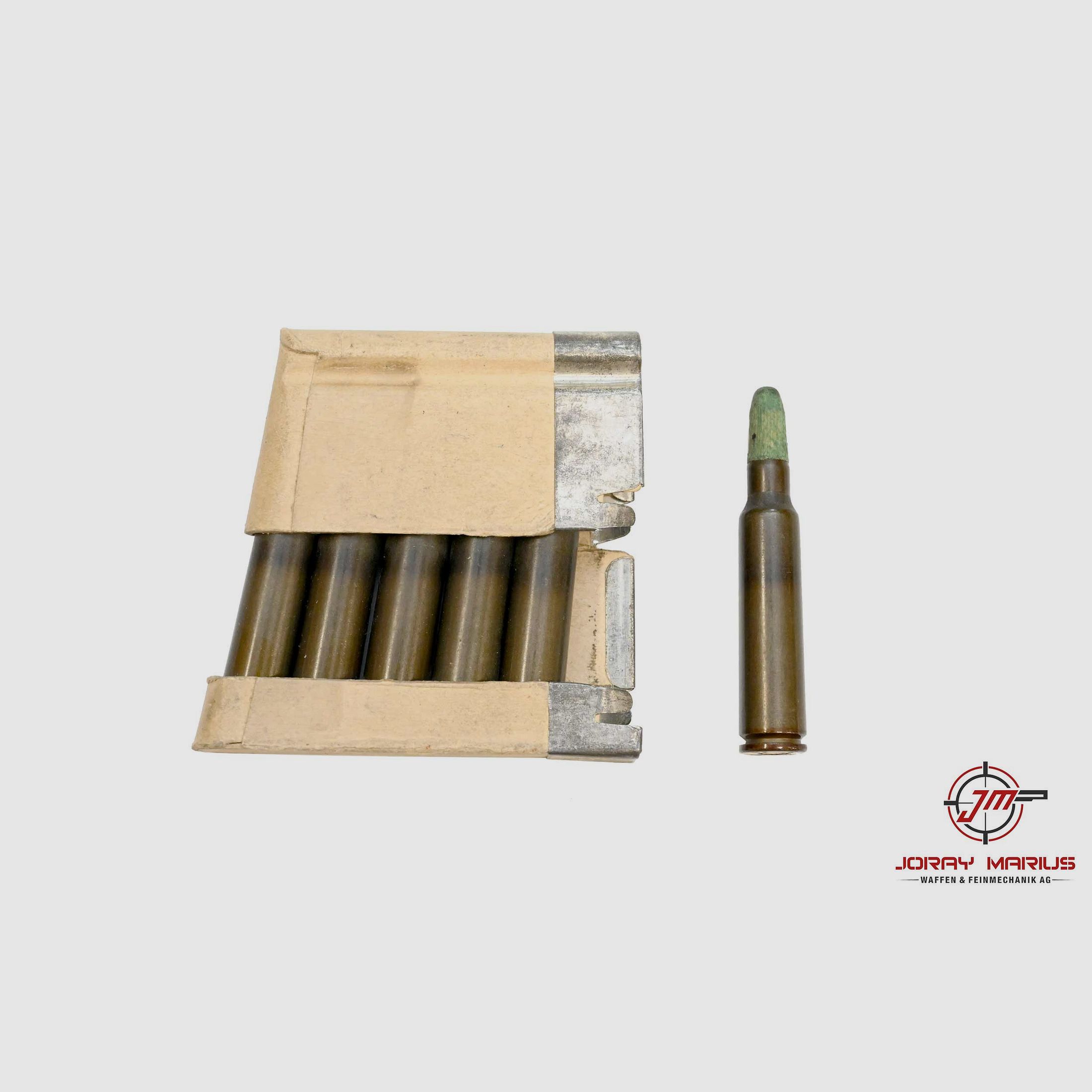 7.5×55 GP11 Holzgeschoss 4/1944 ST A Stahlhülse Sammlerpatrone
