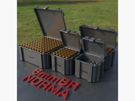 Filamelt ammunition box / 6mm BR Norma / 'flip lid' / cartridge box, ammo box