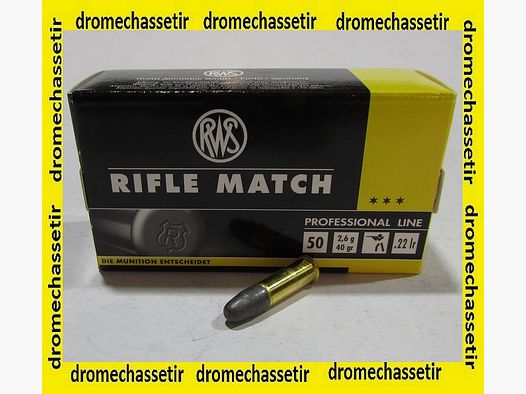 1 box of 50 cartridges RWS Rifle Match 22LR, 40 grains