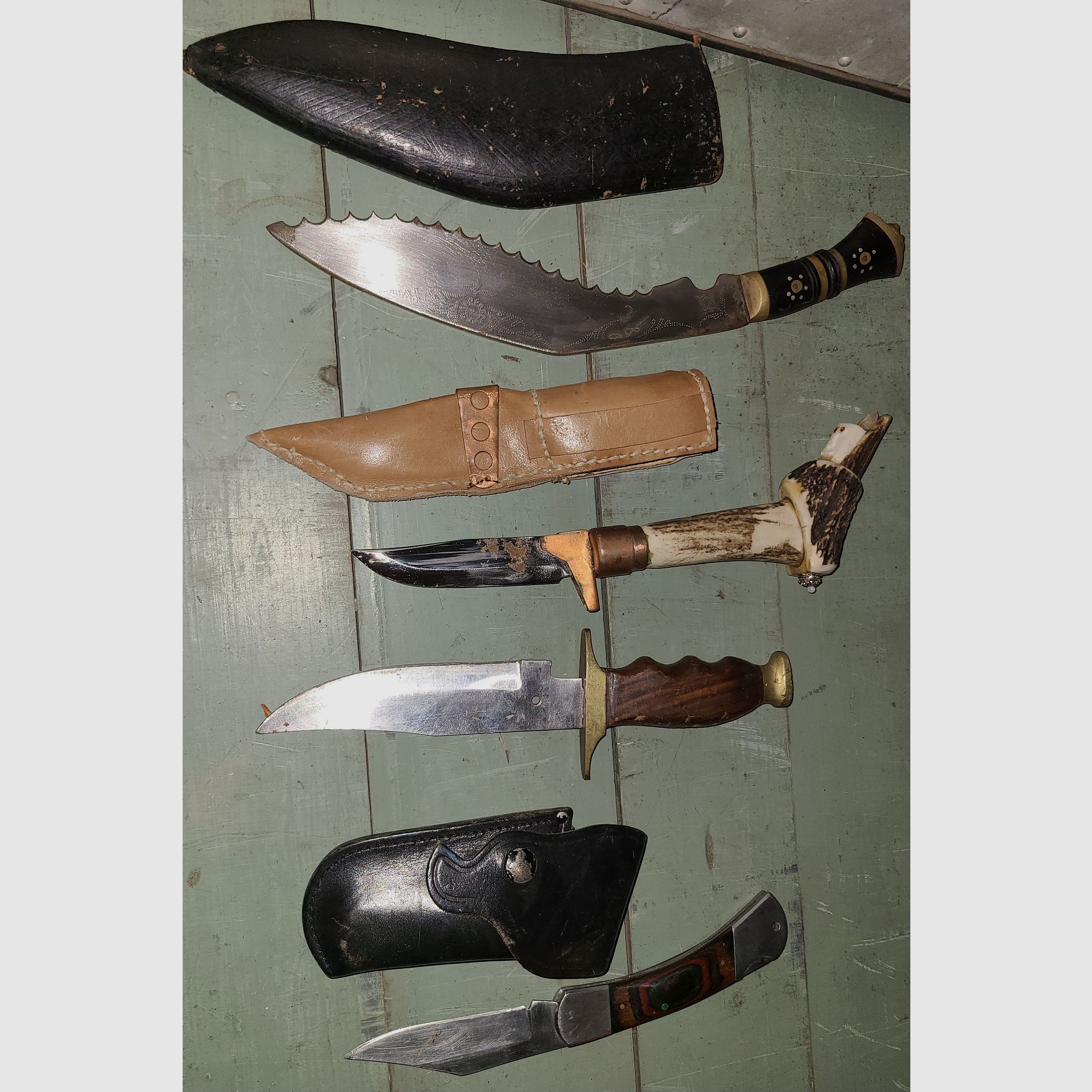 KNIFE LETTER OPENER COLLECTION LIQUIDATION GDR VEB GDR HUNTING DECO BLADES HORN ANTLER COPPER