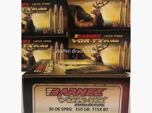 BARNES 31330 VOR-TX EURO	CENTERF.RIFLE AMMO .30-06 SPRG	150GR TTSX 20 Stück