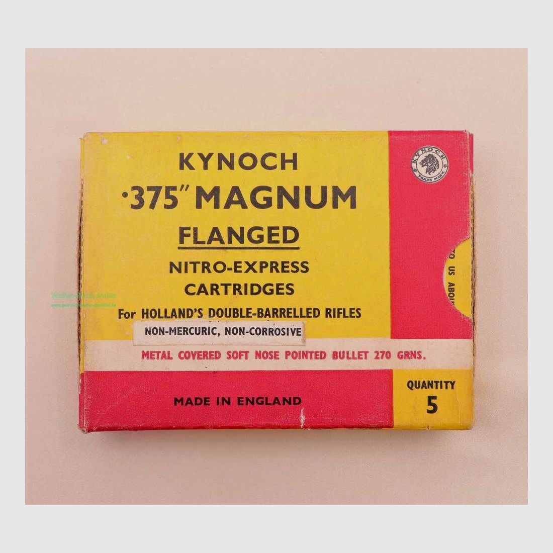 Kynoch, Inghilterra cartucce per fucile .375Mag/Flanged