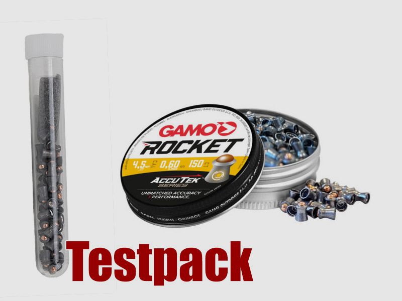 Testpack Hohlspitz Diabolos Gamo AccuTek Rocket Kaliber 4,5 mm 0,6 g glatt Stahlrundkugel 40 StĂĽck