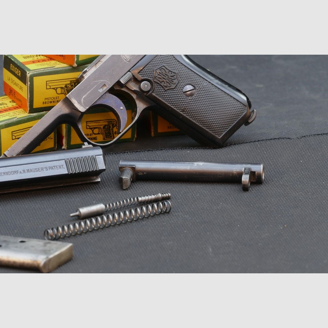 Mauser 1910, 765mm Browning, Ersatzteilträger, Lauf aufgebaucht.