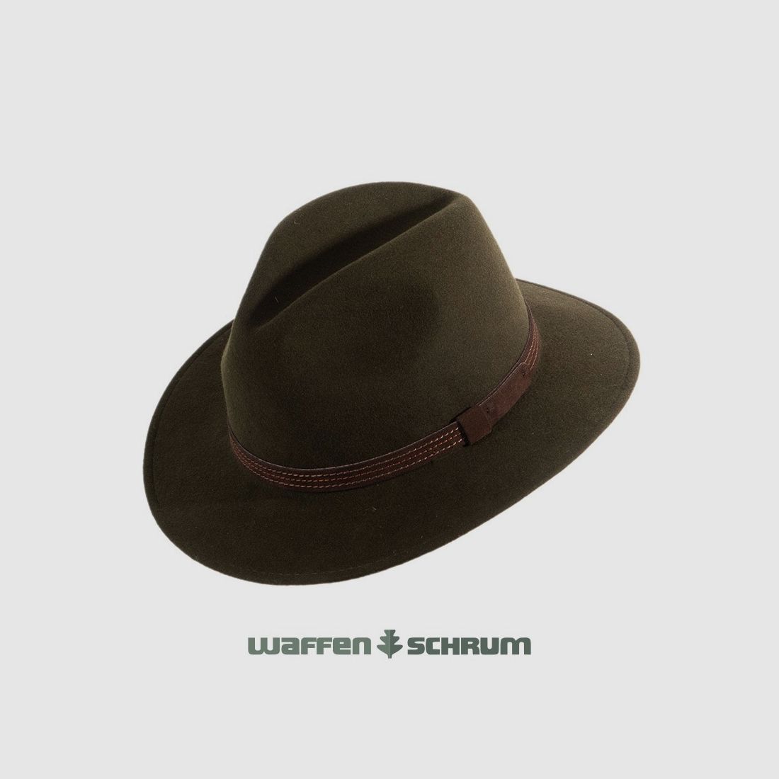 Felt hat roll hat with leather trim green