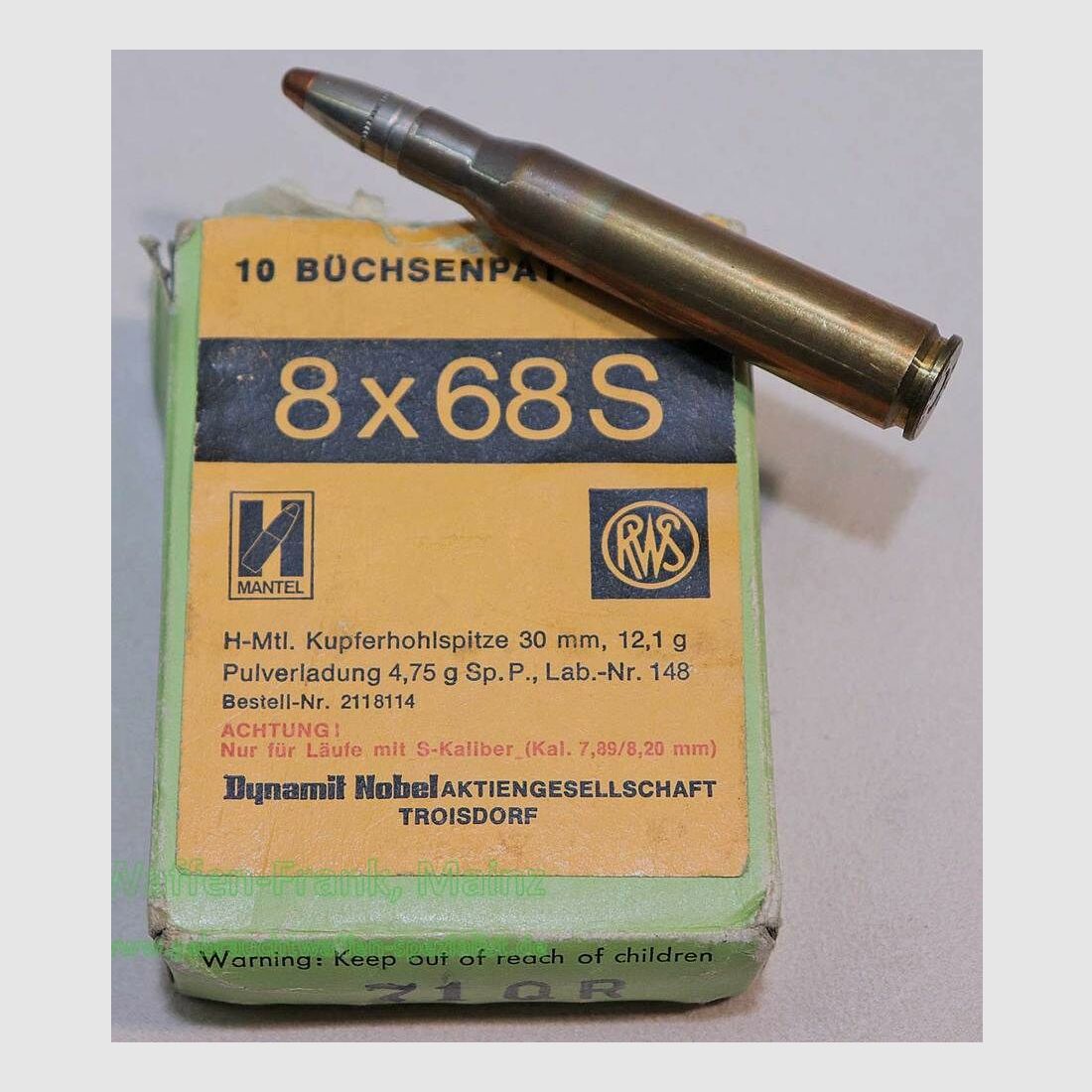 RWS (WZd.Fa.Rottweil) geweerpatronen 8x68S