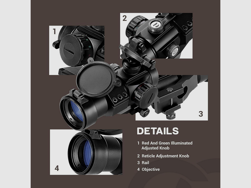 ESSLNB 30mm Red Dot - Red dot sight for Picatinny - Dot reticle - red/green