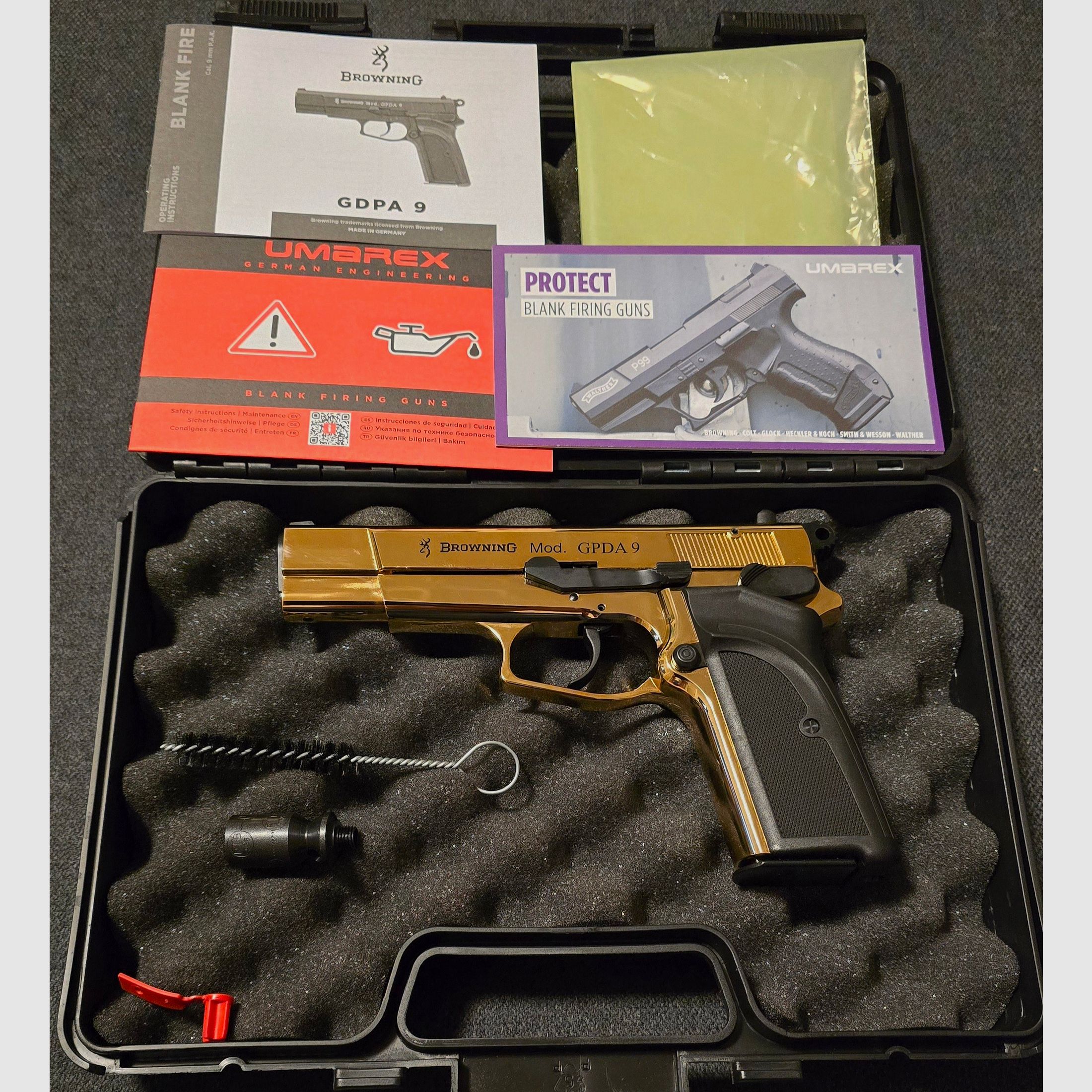 Browning GPDA 9 Schreckschuss / Gaspistole 24 Karat Vergoldet 