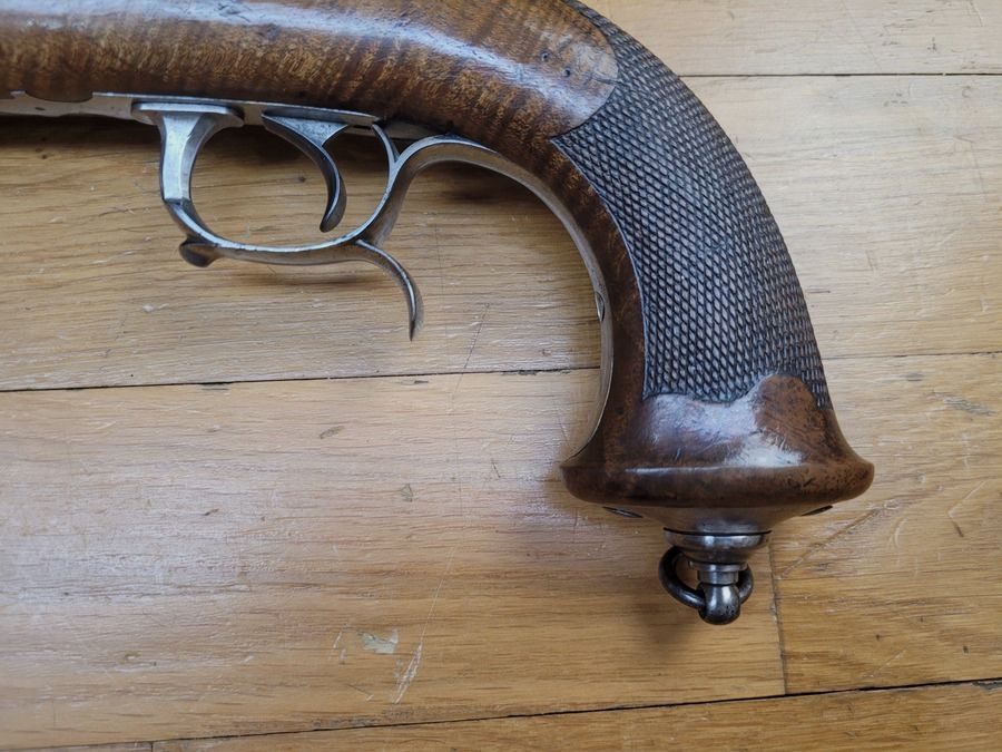 Very beautiful cavalry officer's pistol 1833 – 2nd Type – Royal Manufacture of Châtellerault – Rare and superb ribbon steel and Damascus barrel – 48 "hair" grooves in excellent condition – Original bluing at 85% – Very beautiful specimen!, image 25 of 30