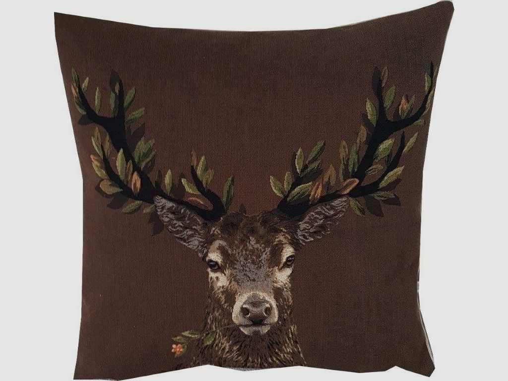 Lovergreen Kissen Motiv Kissen Gerader Hirschkopf + Laub