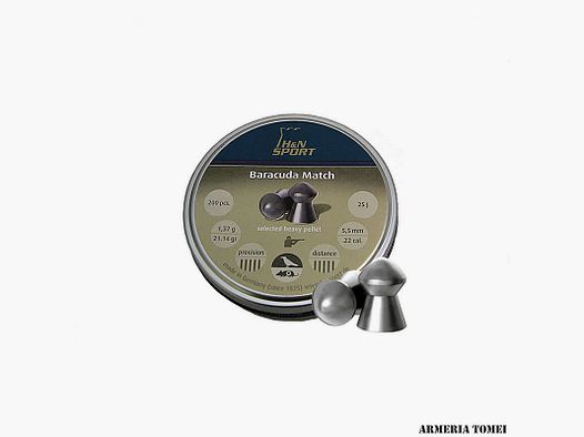 H & N – BARACUDA MATCH 5,5MM/.22 KAL 21,14GR VERPACKUNG 200 ST.