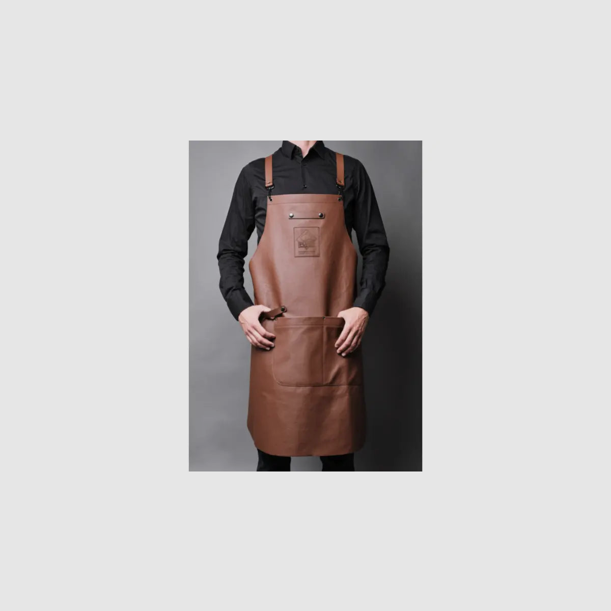 Delantal de cocina y parrilla, duradero y robusto de cuero de vaca color cognac, imagen 1 de 3