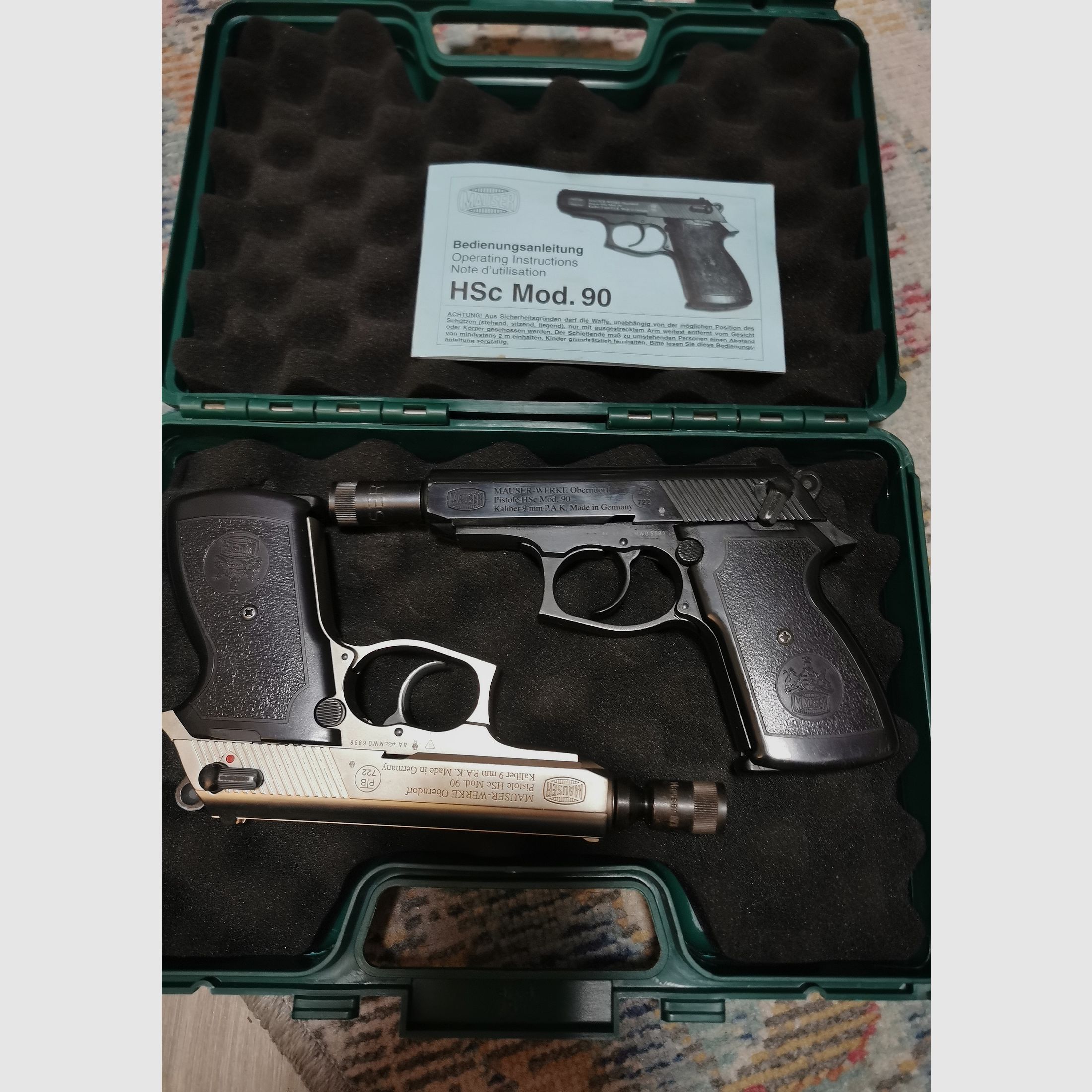 Mauser HSC 90 Para Srebrny/Czarny Broń kolekcjonerska z PTB Wolna od 18 roku życia