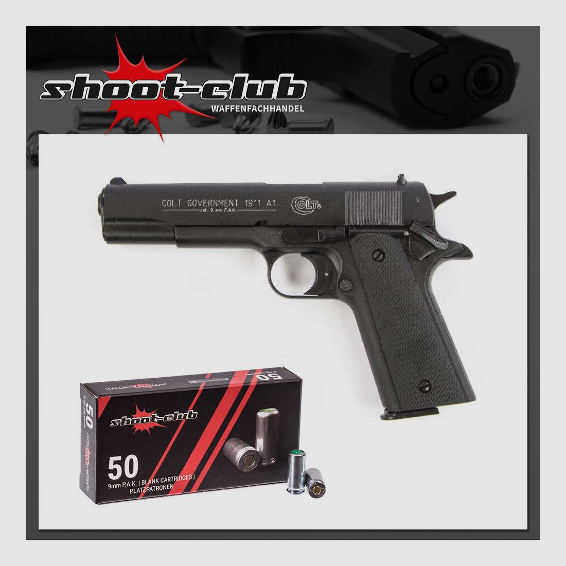 Colt Government 1911 A1 brüniert 9 mm P.A.K. + Platzpatronen