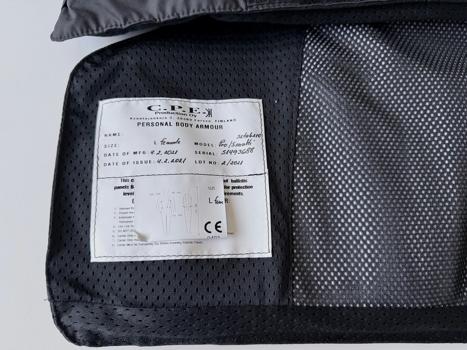 Chaleco antibalas C.P.E 210 KR3 para mujeres chaleco interior Seguridad servicio de seguridad - Talla L