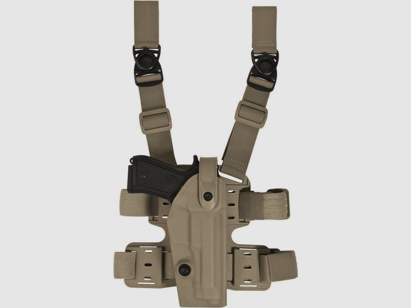 Taktisches Oberschenkelholster "NATION" mit Sicherheitslevel II H&K USP (P8)-OD Green-Linkshänder