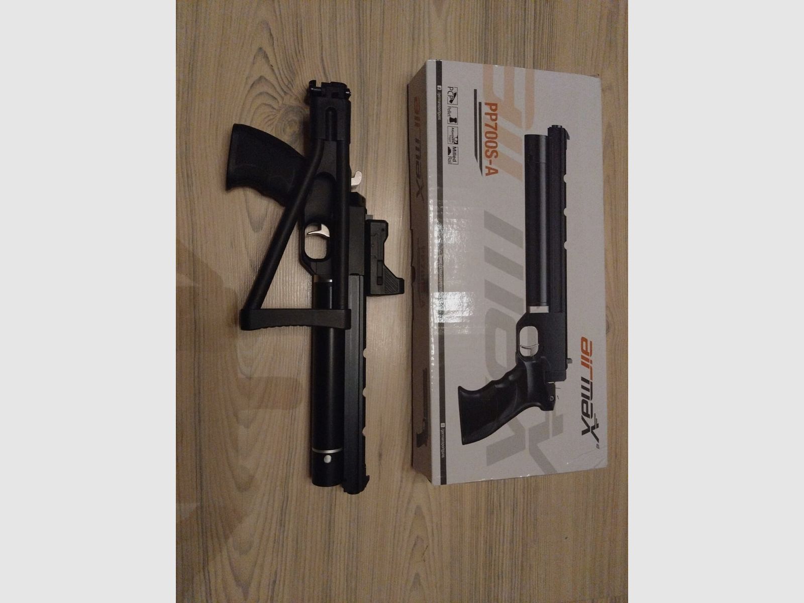 Pressluftpistole airmaX PP700S-A, Kaliber 5,5mm + Klappschaft + DOT