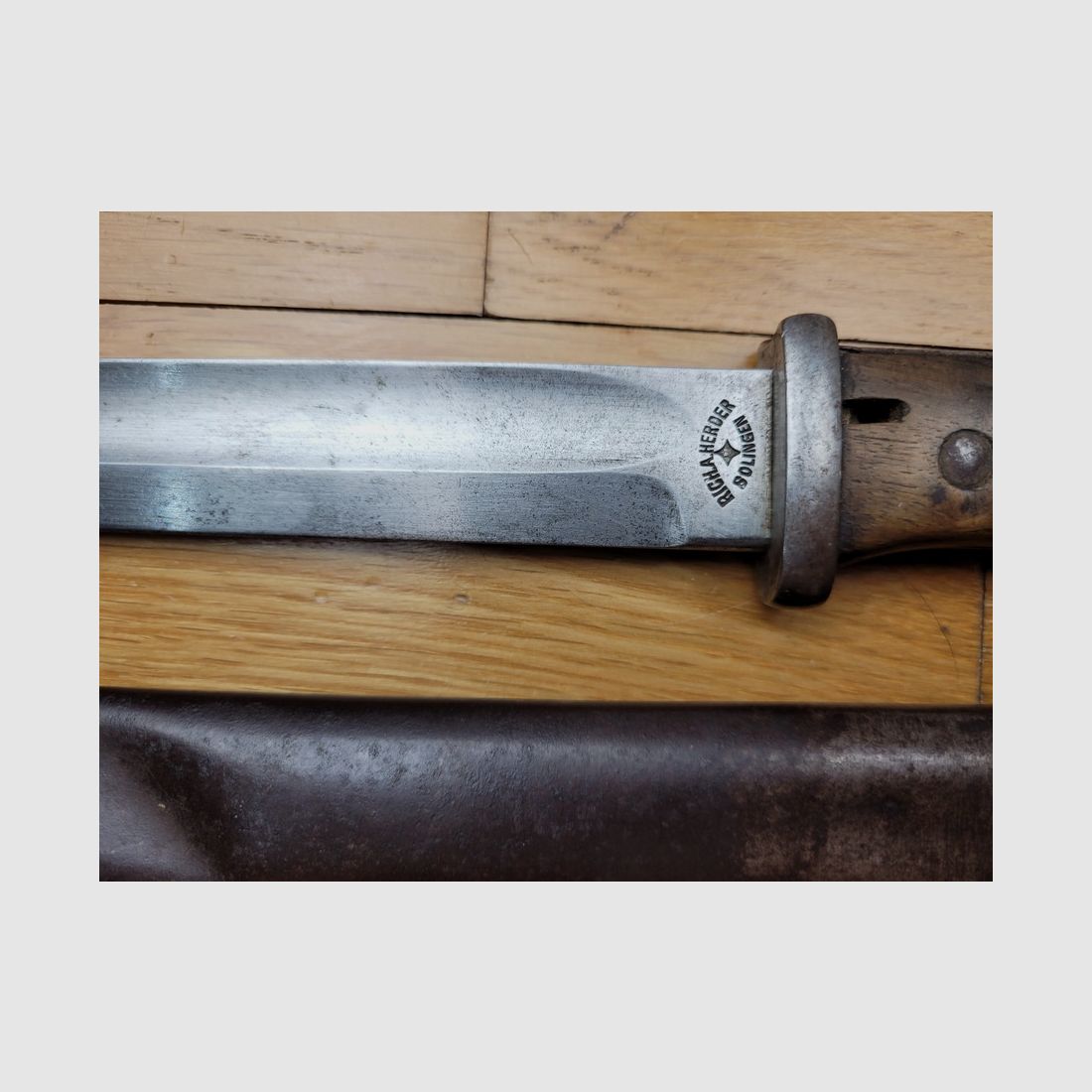 Seltene Bajonett 84/98 2. Typ – doppelte Fertigung „Mundlos“ & „Herder“ - W18 – Futteral – 1. WK – TBE, Bild 5 von 14
