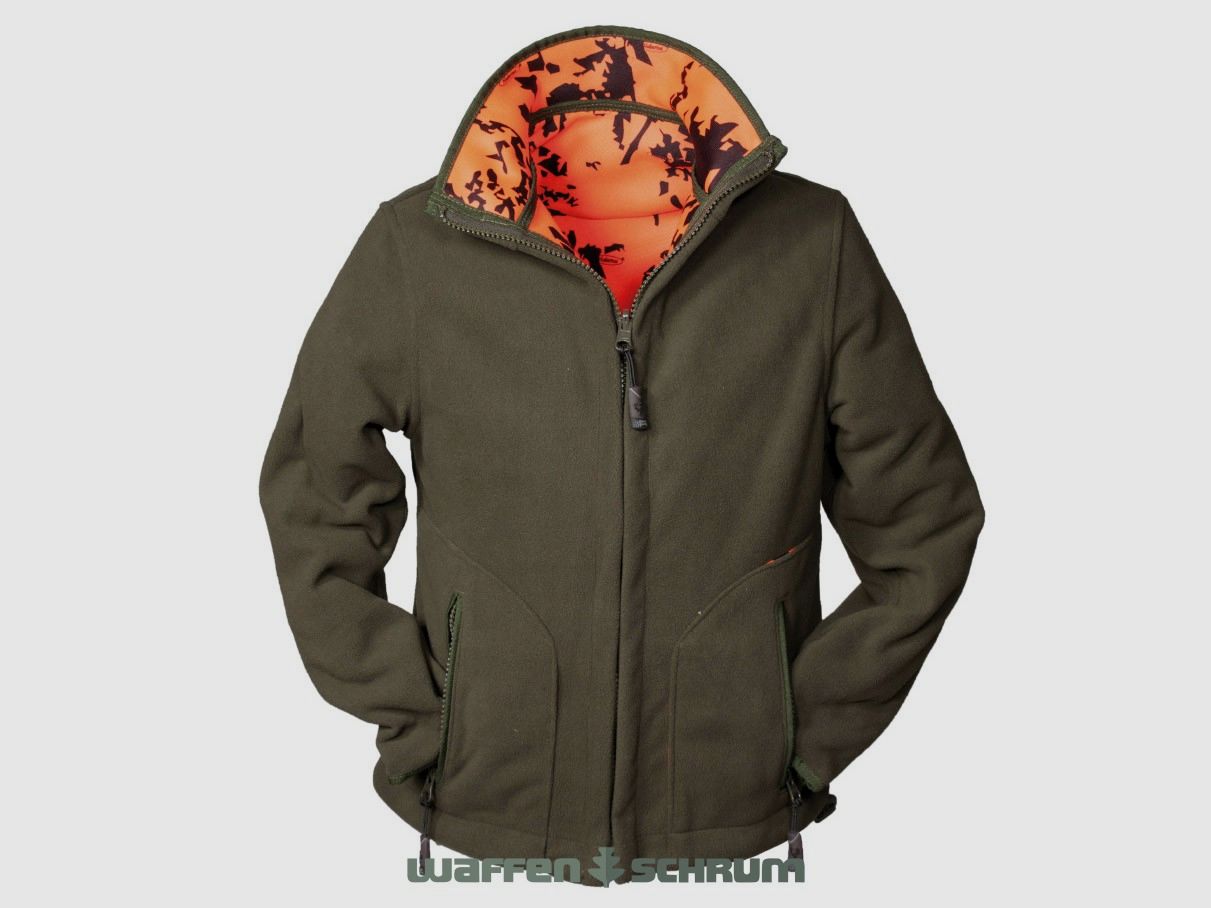 Hubertus Kinder Warn-Wende-Fleecejacke  Oliv/orange