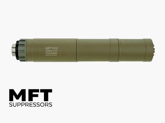 MFT PX9 9mm Suppressor 1/2-28 UNEF FDE