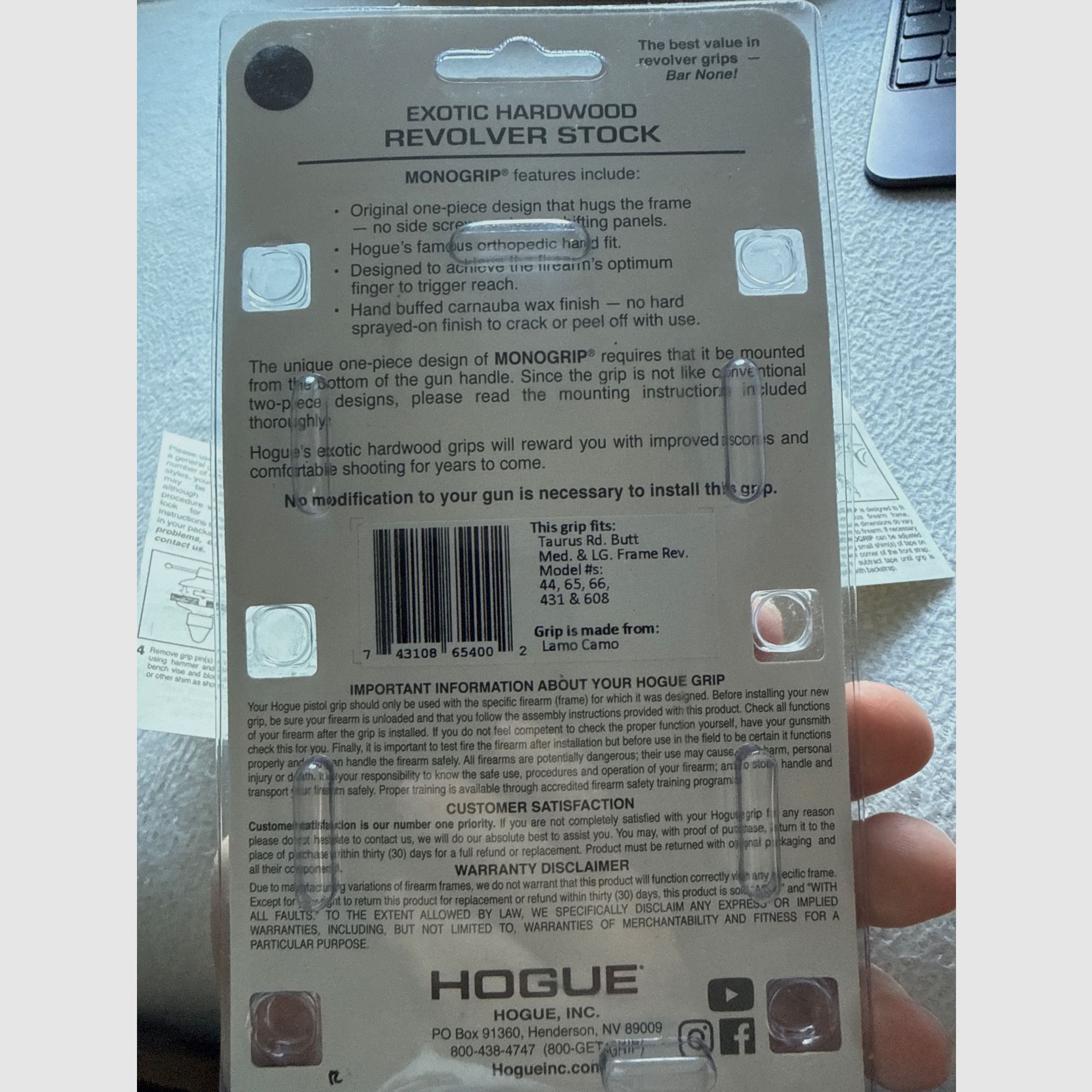 Taurus Griff grip Houge laminated wood 65400 wood Medium large Frame round butt, imagen 3 de 4