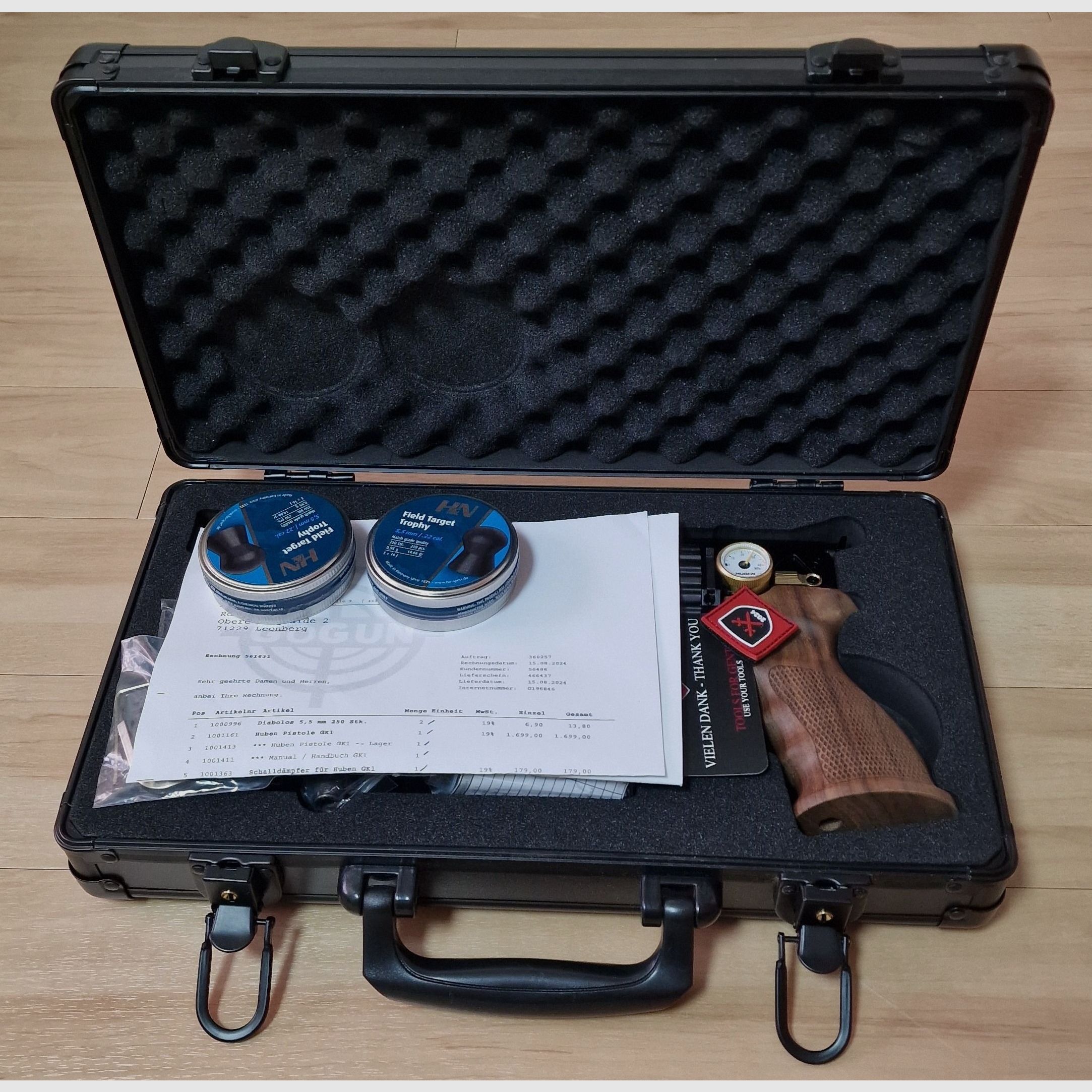 NUOVO & mai usato: Huben GK1 + valigetta + silenziatore + grilletto con guida Picatinny + munizioni